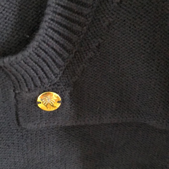 Lilly Pulitzer Navy Hooded V-Neck Cotton Knit Sweater with Kangaroo Pocket Small - Picture 4 of 6